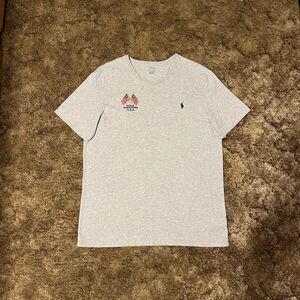 Vintage Polo Ralph Lauren American Flag Embroidered T-Shirt Grey XLarge